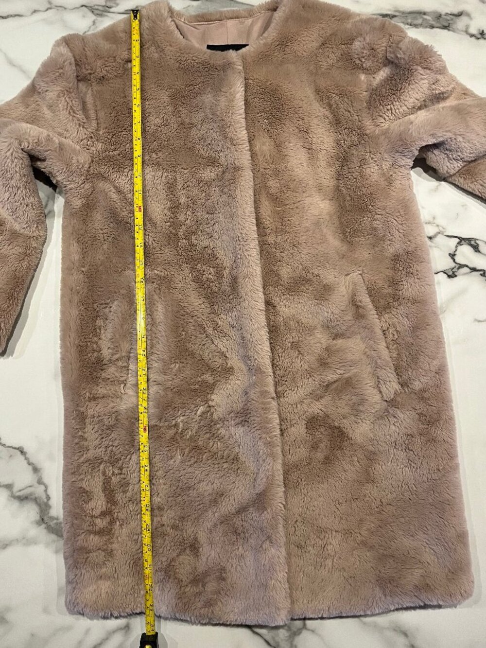 Sanctuary Plush Faux Fur Collarless Jacket Cozy Beige Cream - Size: XS - Picture 8 of 12